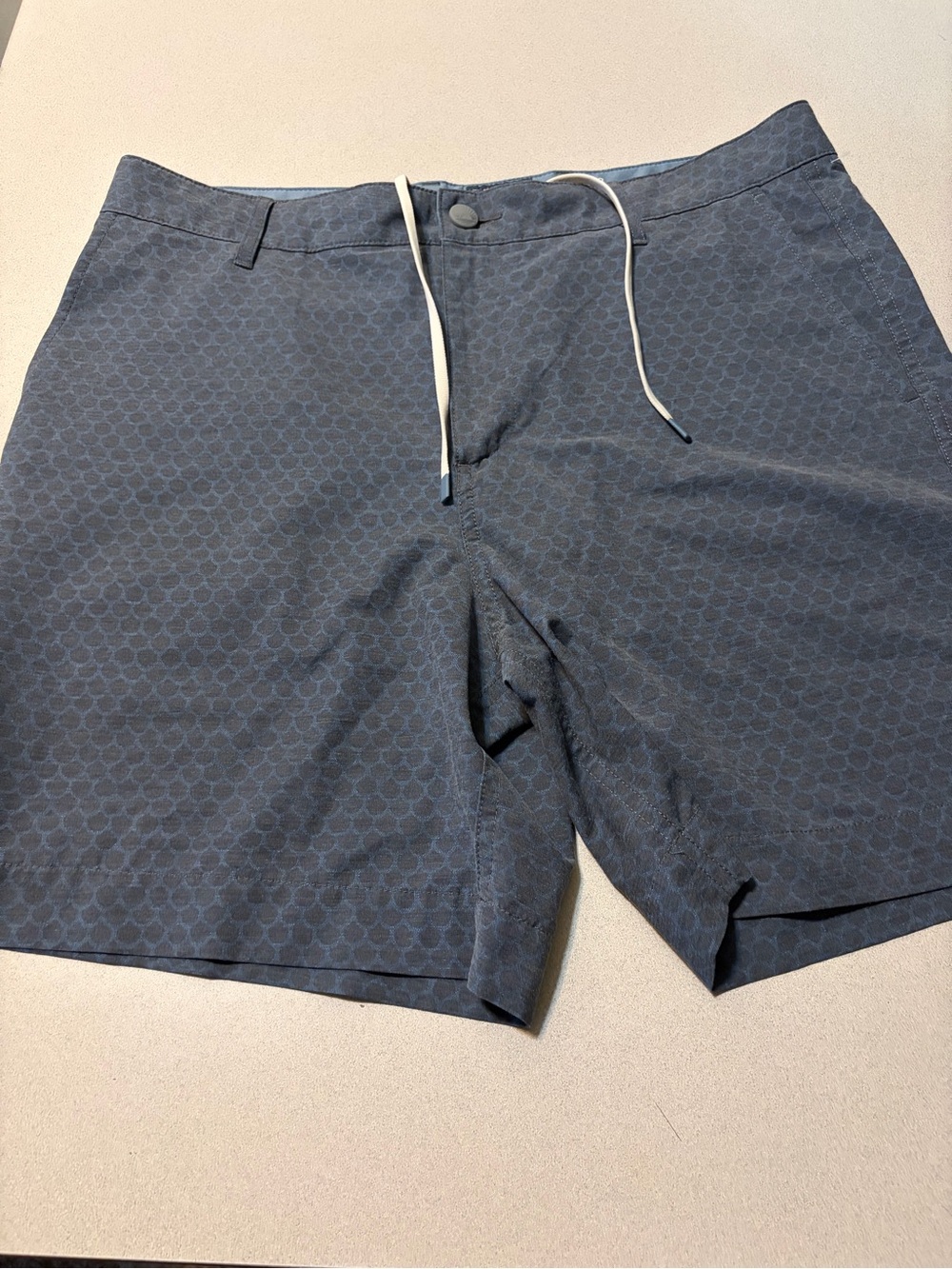 Faherty Navy Micro-Pattern Swim Hybrids with White Drawstring